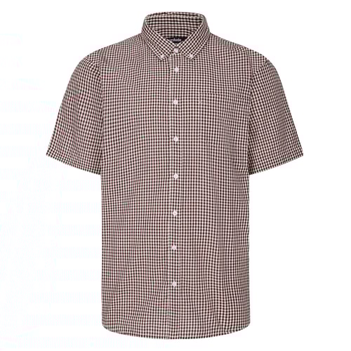 Bigdude Short Sleeve Gingham Check Shirt Dark Maroon